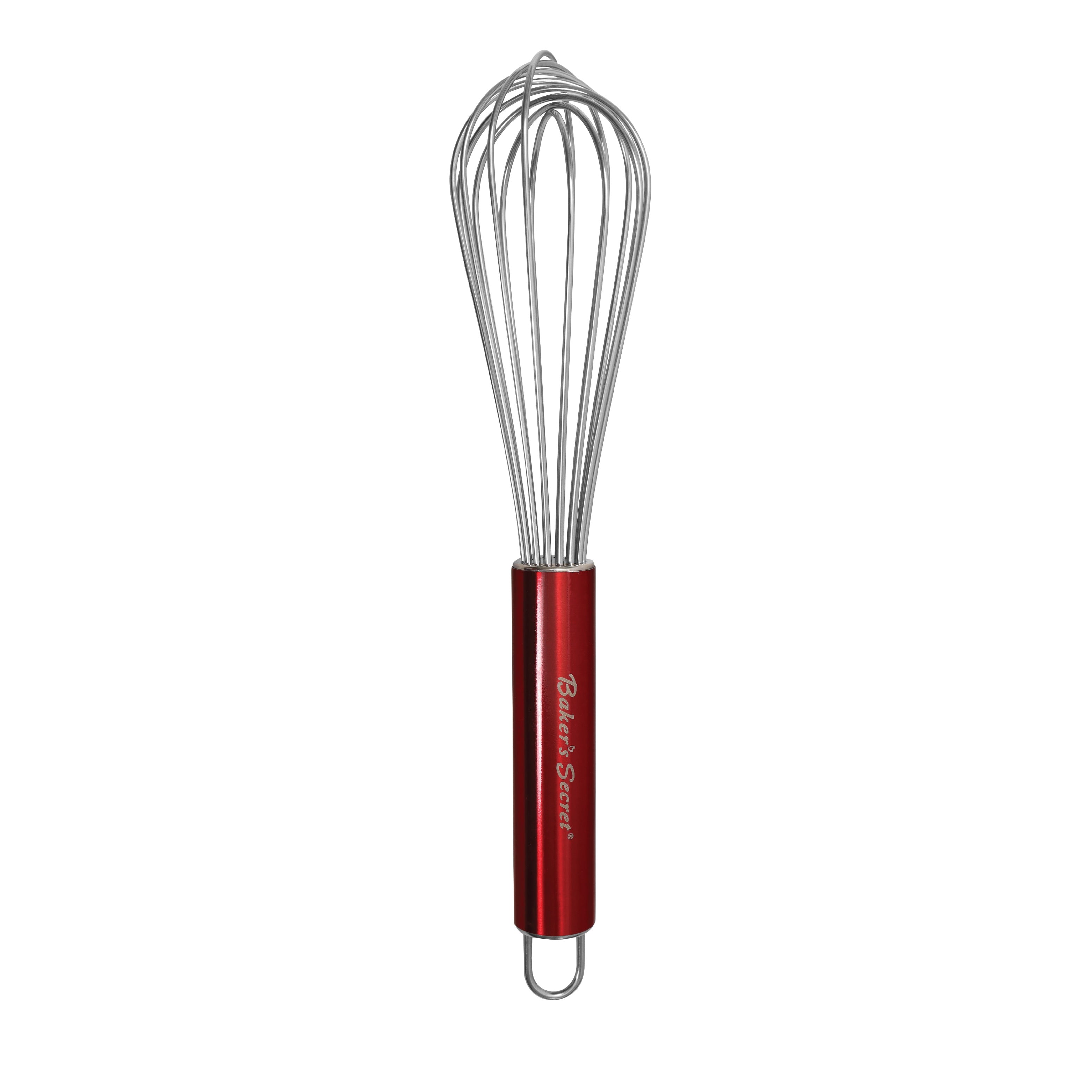 Baker's Secret Silicone Whisks 8 10 Set of 2, Heat Resistant, Stainless  Steel Handles, kitchen utensil set for Baking Cooking, Ballon Whisks Set -  Red