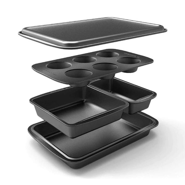 Stackable Set of 5 Bakeware Pans Easy Store