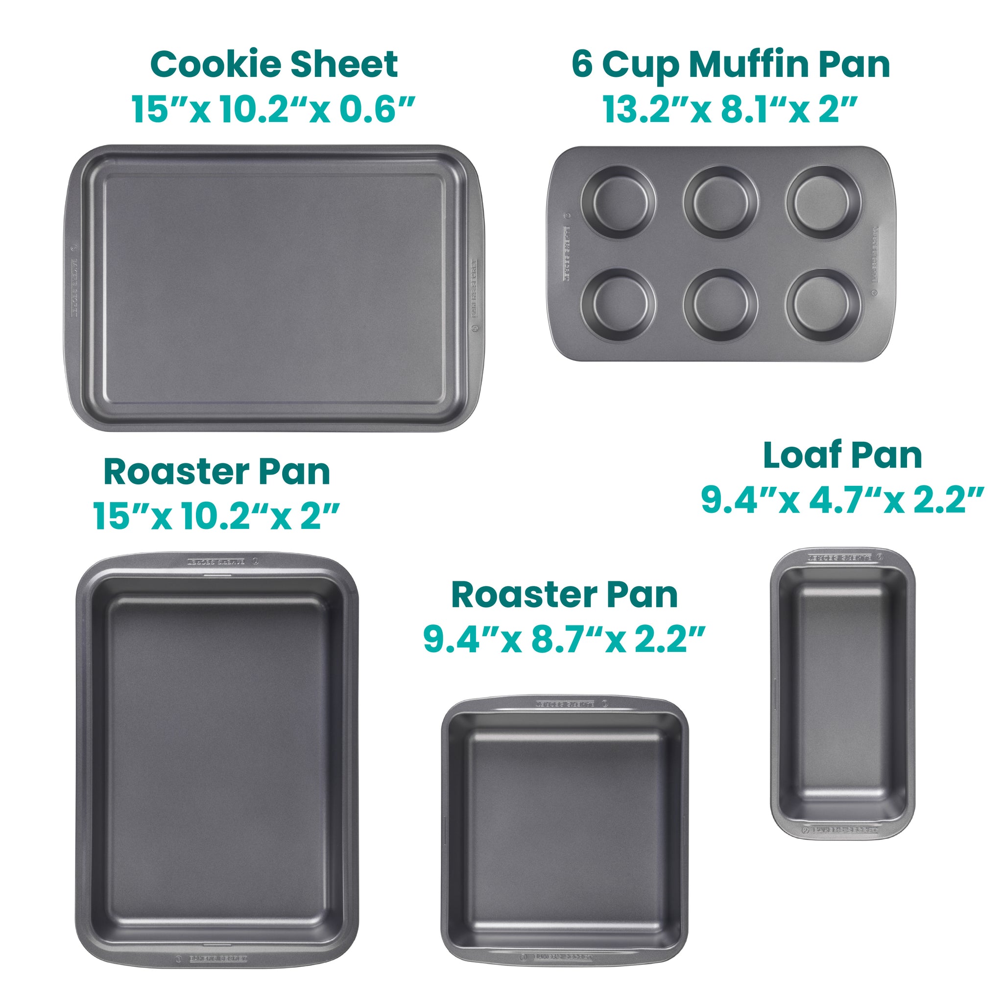 Stackable Set of 5 Bakeware Pans Easy Store™ Bakeware Sets - Baker's Secret