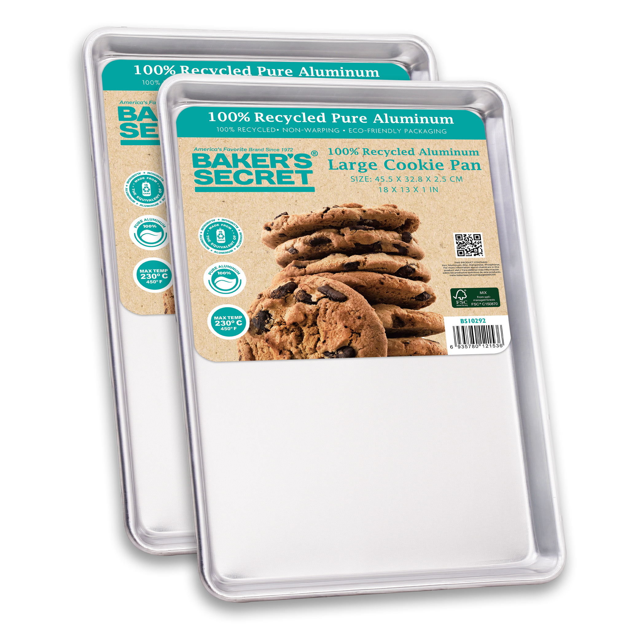 Commercial Grade Pure Aluminum Cookie Sheet - 16.5" x 11.7" 2  - Baker's Secret