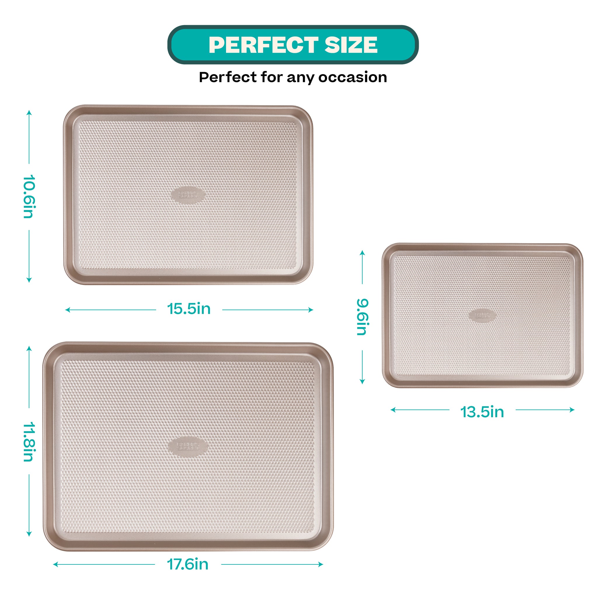 Set of 3 Cookie Sheet Diamond Texture  Baking & Cookie Sheets - Baker's Secret