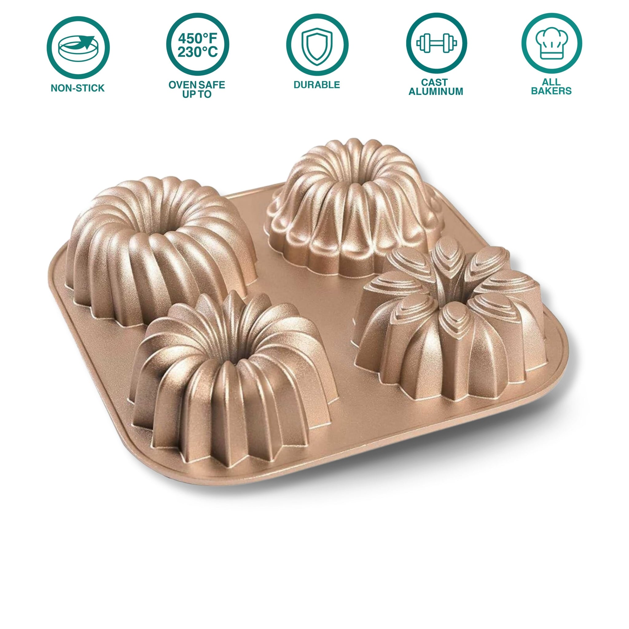 4Mini Joys Non-Stick Mini Fluted Cake Pan   - Baker's Secret