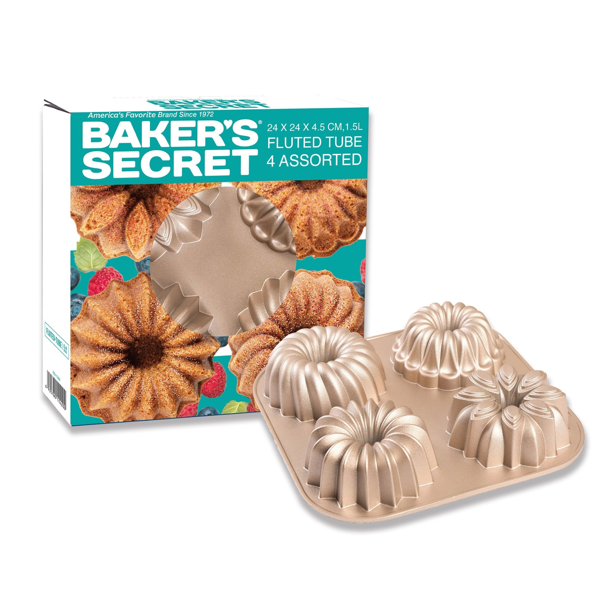 4Mini Joys Non-Stick Mini Fluted Cake Pan   - Baker's Secret